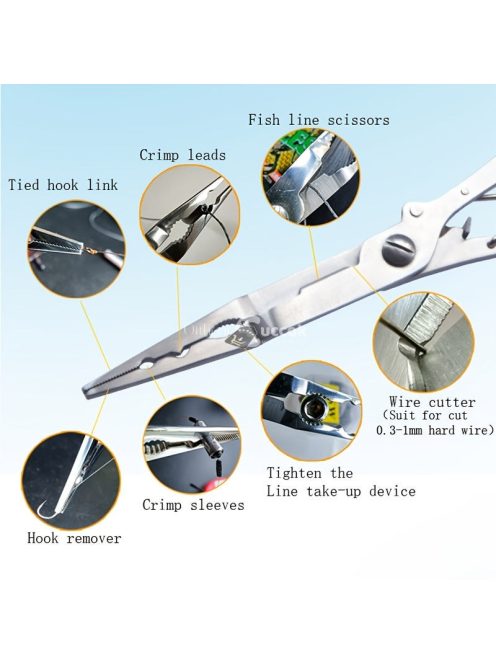 Prémium rozsdamentes acél horgászfogó – többfunkciós horogeltávolító, zsinórvágó és gyűrűnyitó