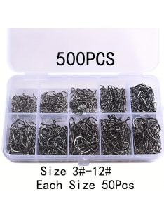 100db  horgász szett, szénacél egyszöges horog