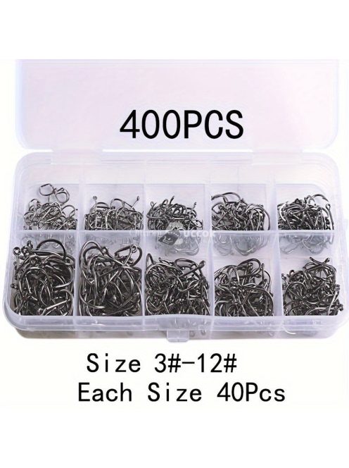 100db  horgász szett, szénacél egyszöges horog