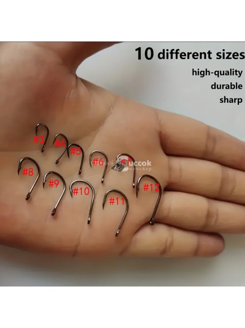 100db  horgász szett, szénacél egyszöges horog