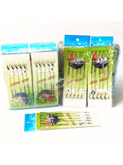 5db komplett pontyhorgász készlet – horgokat, zsinórt és a sikeres horgászathoz nélkülözhetetlen tartozékokat tartalmaz