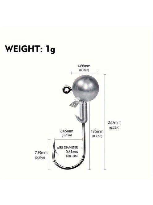 10 darab Jig Head Hook, Befogott ólomfejű horog