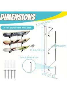   Akril gördeszkakihelyező állvány – falra szerelhető vízszintes gördeszka, snowboard tartó