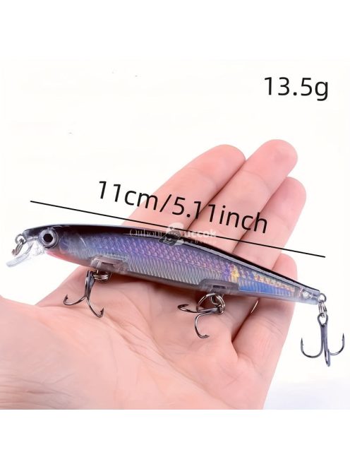 Mesterséges horgász úszó csali, műanyag csali három háromszögű horoggal