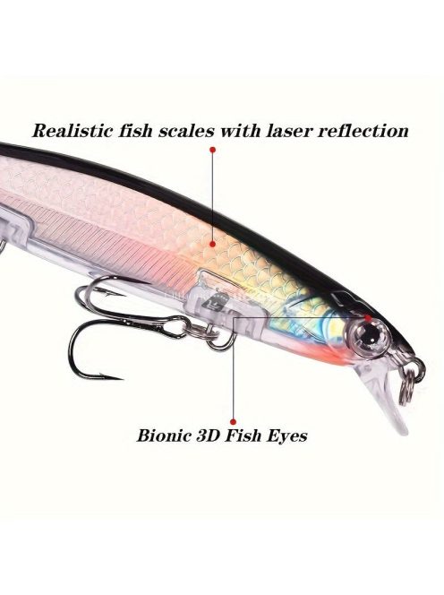 Mesterséges horgász úszó csali, műanyag csali három háromszögű horoggal