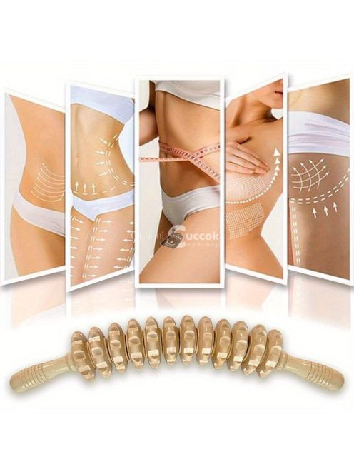 1db 12 Kerekű Fascia Masszírozó, Csúszásmentes Fából Készült Jógamasszázs Görgő