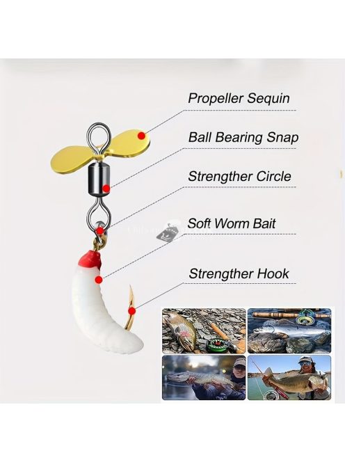 5 db, színes csali csillogó propellerrel horgászathoz