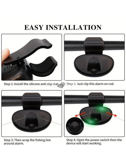 Elektronikus kapásjelző LED-fénnyel és hangos csengő klipsze