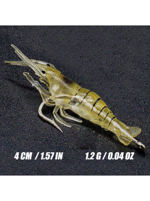 10db Sötétben világító szilikon garnélarák horgászcsali horoggal