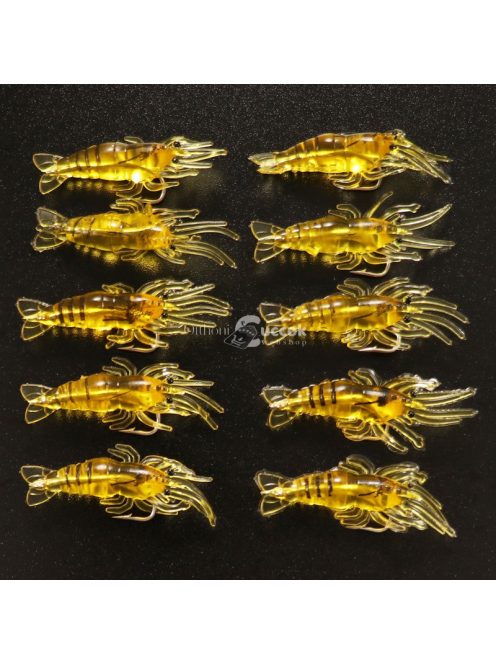 10db Sötétben világító szilikon garnélarák horgászcsali horoggal