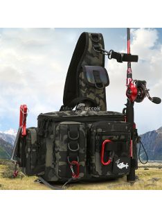   Könnyű, vízálló horgász hátizsák bottartóval és multifunkcionális szervezővel.