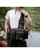 Könnyű, vízálló horgász hátizsák bottartóval és multifunkcionális szervezővel.