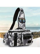 Könnyű, vízálló horgász hátizsák bottartóval és multifunkcionális szervezővel.