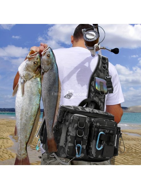 Horgász válltáska bottartóval