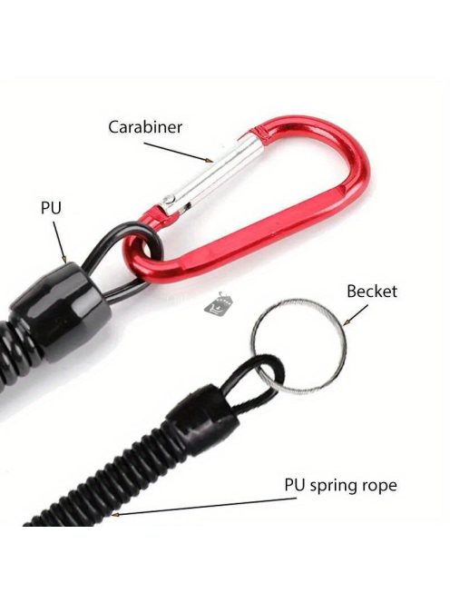 3db Horgász Zsinór, Visszahúzható Tekercses  Karabinerrel