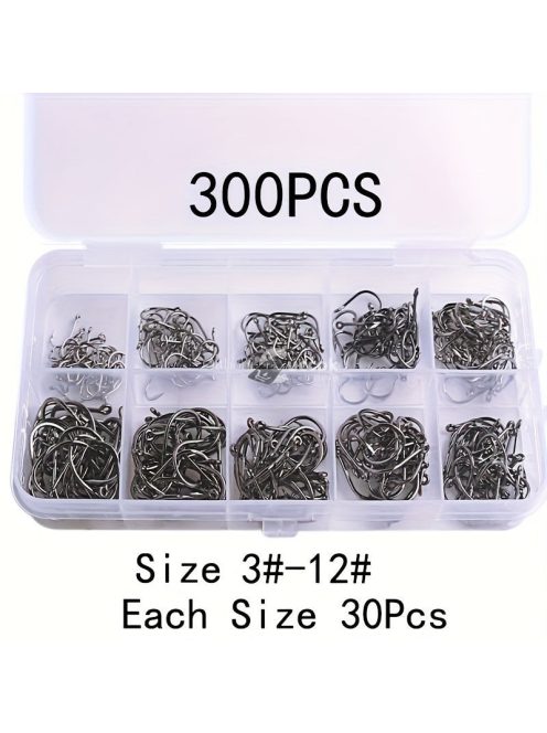 100db Vegyes Méretű Horgász Horog