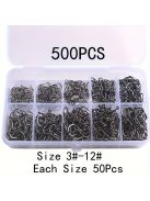 100db Vegyes Méretű Horgász Horog