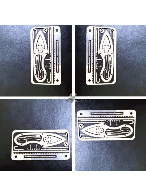 1db zsebméretű rozsdamentes acél multifunkciós szerszámkártya