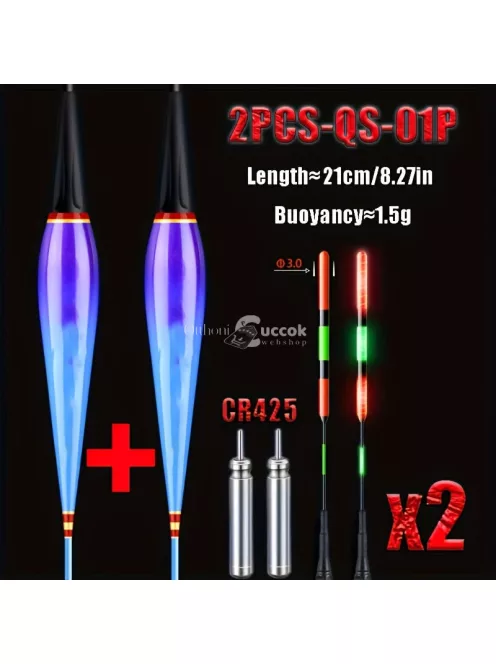 2db elektronikus LED úszó, jól látható éjszakai horgászúszó