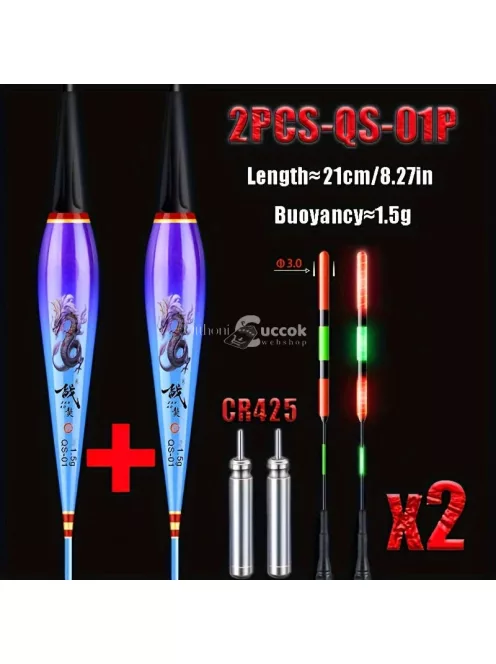 2db elektronikus LED úszó, jól látható éjszakai horgászúszó