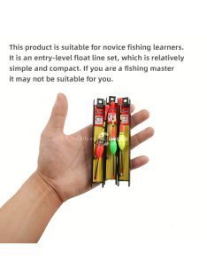   3 darab függőleges horgász úszó, magas láthatóságú előkötött úszó nylon zsinórral