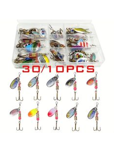   30 Prémium fém horgászcsali készlet műanyag tárolódobozzal