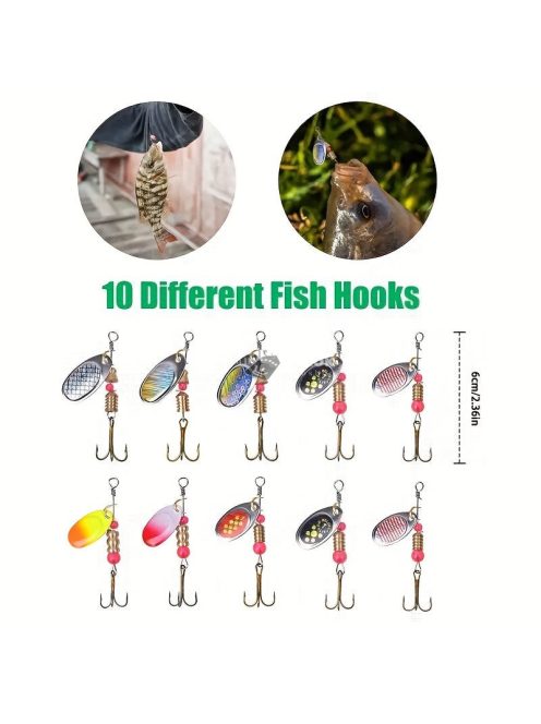 30 Prémium fém horgászcsali készlet műanyag tárolódobozzal