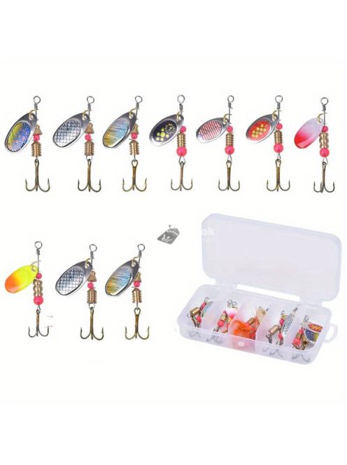 30 Prémium fém horgászcsali készlet műanyag tárolódobozzal