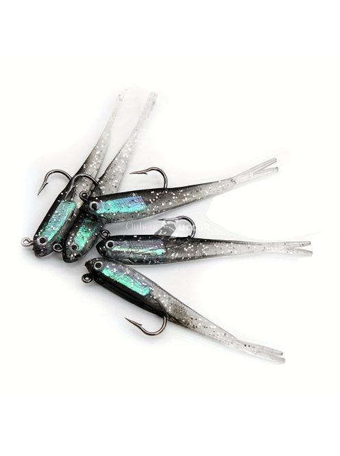 10 db élethű puha horgászcsali ólomhorgokkal