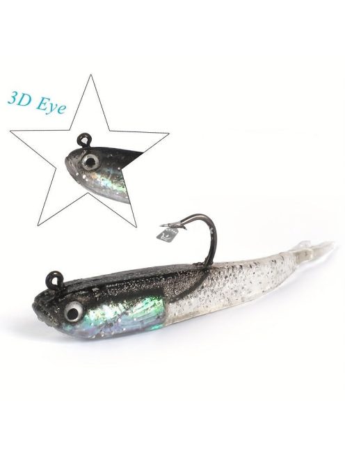 10 db élethű puha horgászcsali ólomhorgokkal