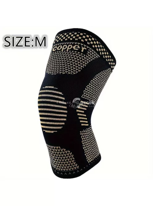 Rézbe átitatott kompressziós térdvédő, térdtámasz M méret (28 cm hosszú, felsőrész 16.5 cm, lábméret 36–42 cm)