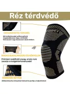 Rézbe átitatott kompressziós térdvédő, térdtámasz M méret (28 cm hosszú, felsőrész 16.5 cm, lábméret 36–42 cm)