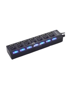 7 portos kapcsolható USB hub - Fekete