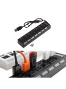 7 portos kapcsolható USB hub - Fekete