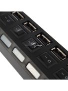 7 portos kapcsolható USB hub - Fekete