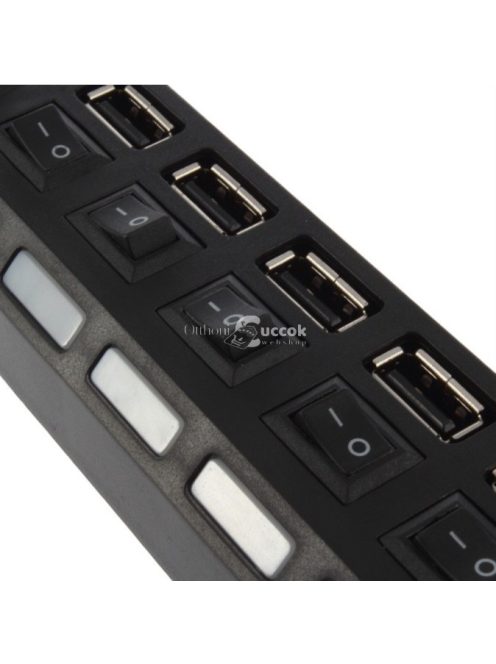 7 portos kapcsolható USB hub - Fekete