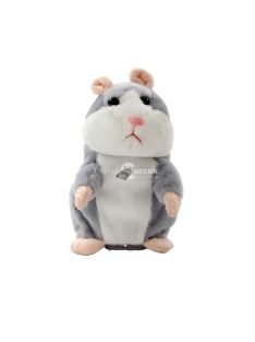 Beszélő plüss hörcsög, interaktív játék, 2 színben (szürke)