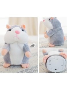 Beszélő plüss hörcsög, interaktív játék, 2 színben (szürke)