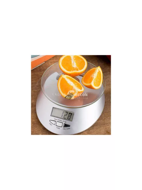 Elektronikus üveg konyhai mérleg 5kg / 1g időmérővel