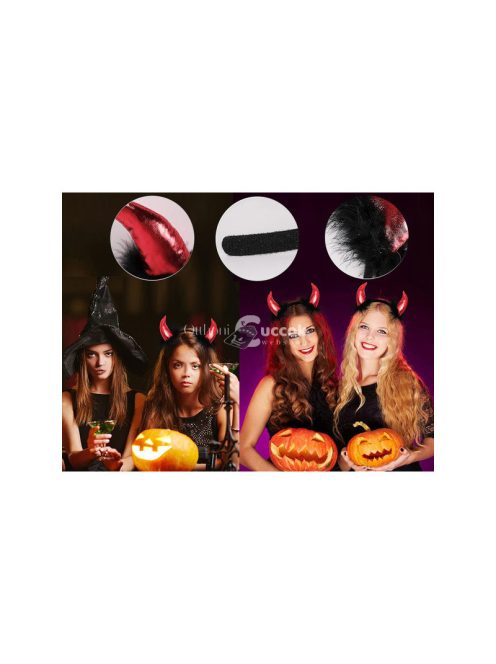 Ördög szarv fejpánt Halloween farsanghoz - gyerekek és felnőtteknek.