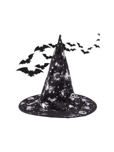  Boszorkánykalap Halloween ünnepre - fekete, csúcsos, varázslatos, kiegészítő, női, gyerek, cosplay, jelmez