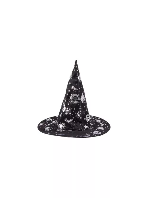 Boszorkánykalap Halloween ünnepre - fekete, csúcsos, varázslatos, kiegészítő, női, gyerek, cosplay, jelmez