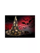 Boszorkánykalap Halloween ünnepre - fekete, csúcsos, varázslatos, kiegészítő, női, gyerek, cosplay, jelmez