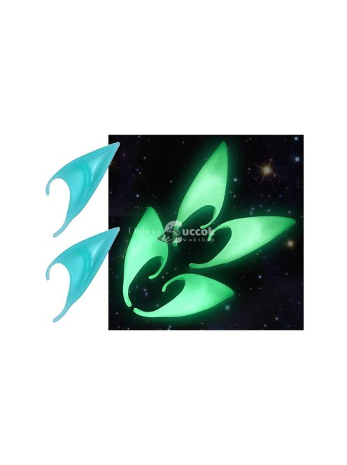 Mű tündér fülek világító - cosplay, Halloween, party, jelmez, fantasy, karakter, fülbevaló, divat, kiegészítő