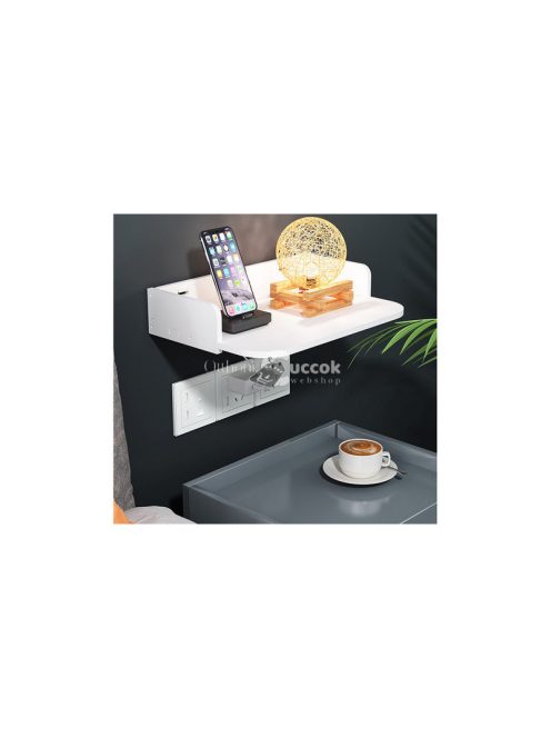 Fali könyvespolc virágok fehér matt