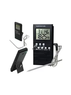 Konyhai hőmérő sültekhez LCD kijelzővel és órával
