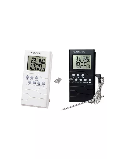 Konyhai hőmérő sültekhez LCD kijelzővel és órával