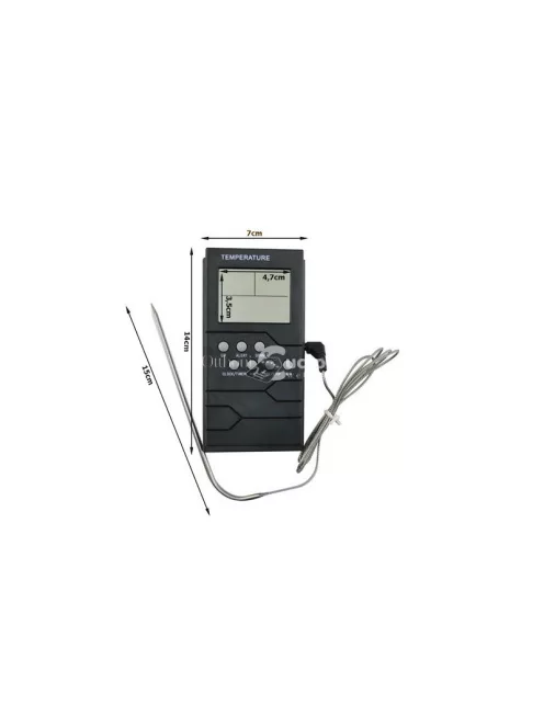 Konyhai hőmérő sültekhez LCD kijelzővel és órával