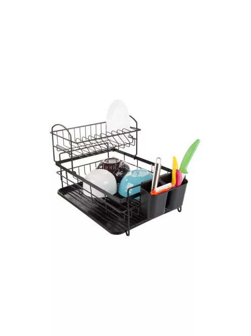 Két szintes csepegtető tálcával - Konyhai edénytartó - Konyhai szárító állvány - Praktikus konyhai eszköz