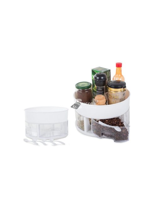 Forgatható szervező konyhai fiók tároló - praktikus konyhai szervezőrendszer - fiókszervező forgatható rekeszekkel